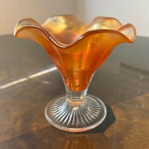 Orange Fluted Glass Vase